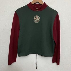 St. John Sports Long Sleeve Drawstring Top Small